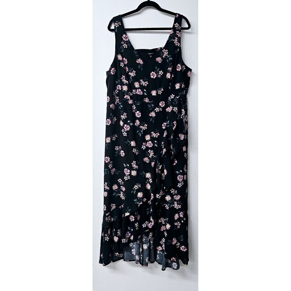 TORRID Black Floral Asymmetric Overlay Sleeveless Women Dress (3)